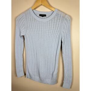 Banana Republic Womens Cable Knit Sweater Lightweight Cotton Blend Blue XS